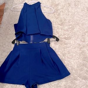 Royal blue matching shorts and tank set